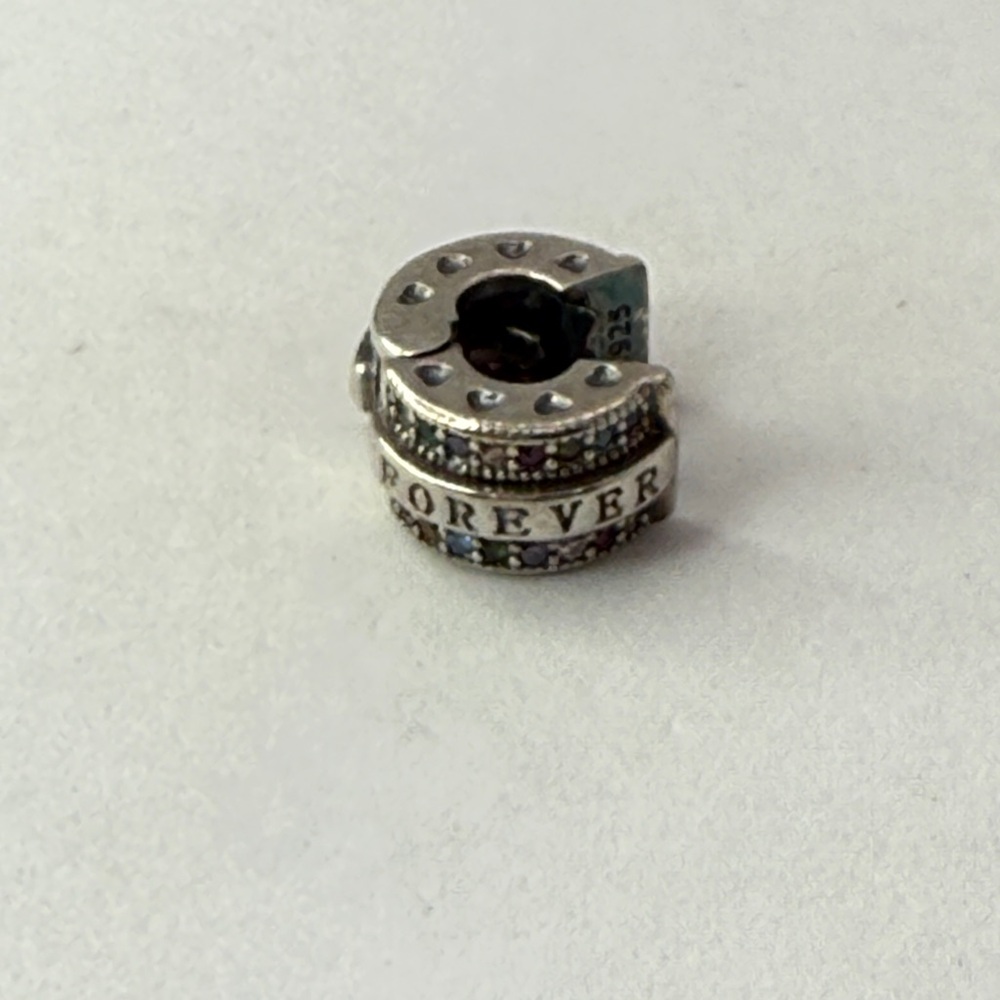 Sterling Silver “Forever” Rainbow CZ Clip Charm